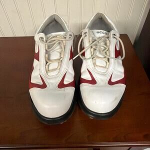 Ecco womens white and red golf shoes